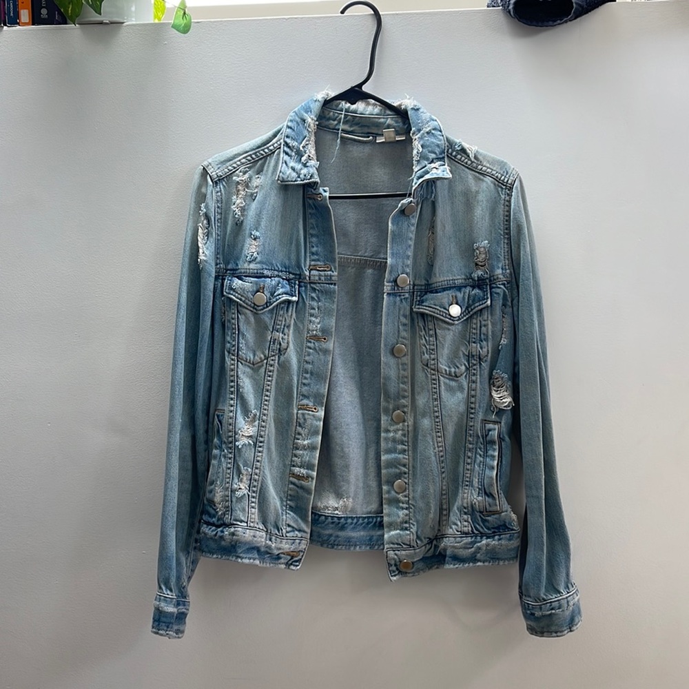 Distressed jean jacket